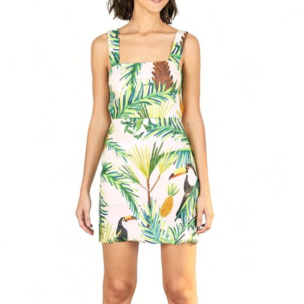 NWT FARM RIO TOUCAN PARADISE BACK BELT DRESS